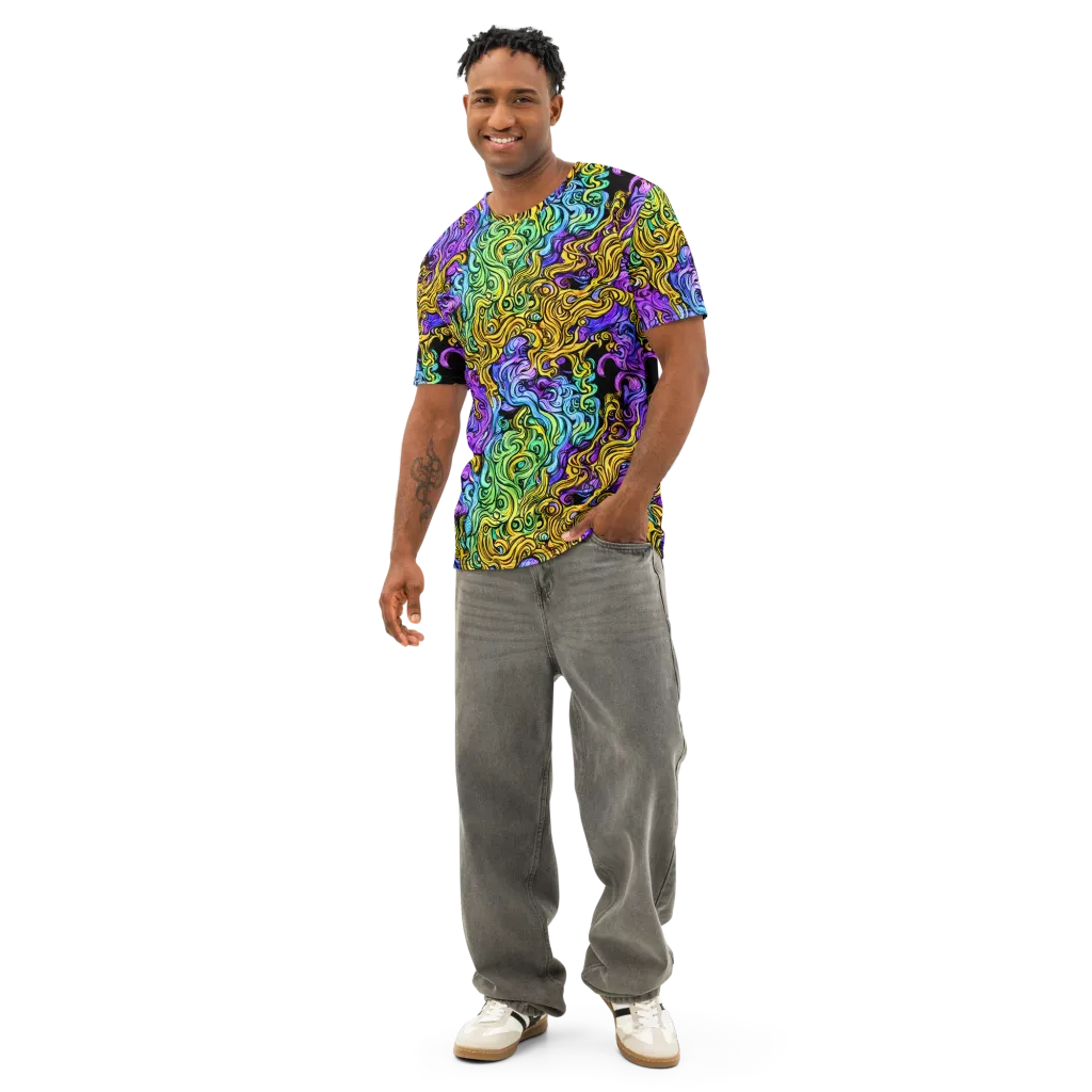 Electric Whorl on Men's Cotton Crew Neck T-Shirt — Front