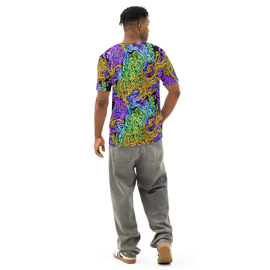 Electric Whorl on Men's Cotton Crew Neck T-Shirt — Back