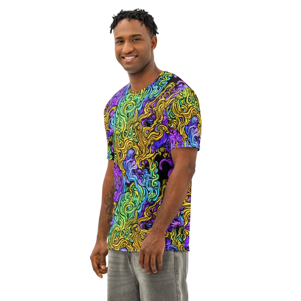Electric Whorl on Men's Cotton Crew Neck T-Shirt — Left Front