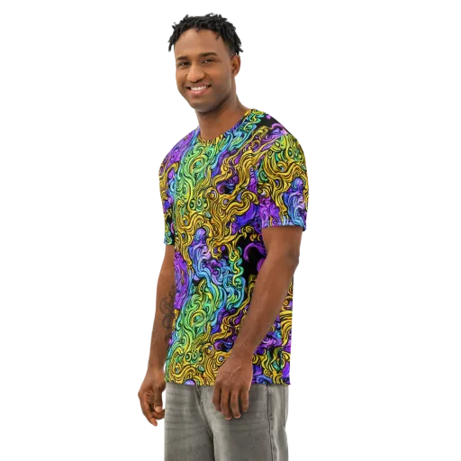 Electric Whorl on a Men's Cotton Crew Neck T-Shirt