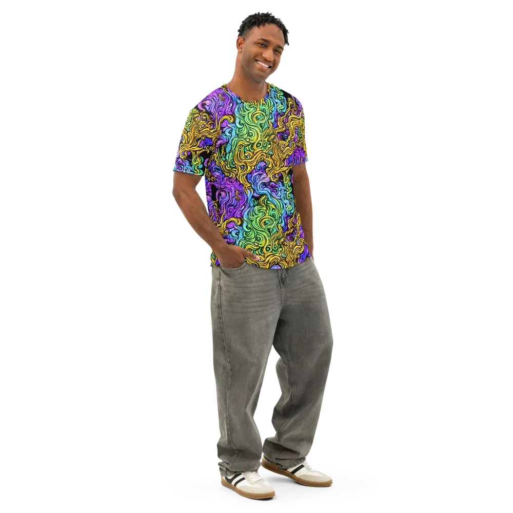 Electric Whorl on Men's Cotton Crew Neck T-Shirt — Right Front