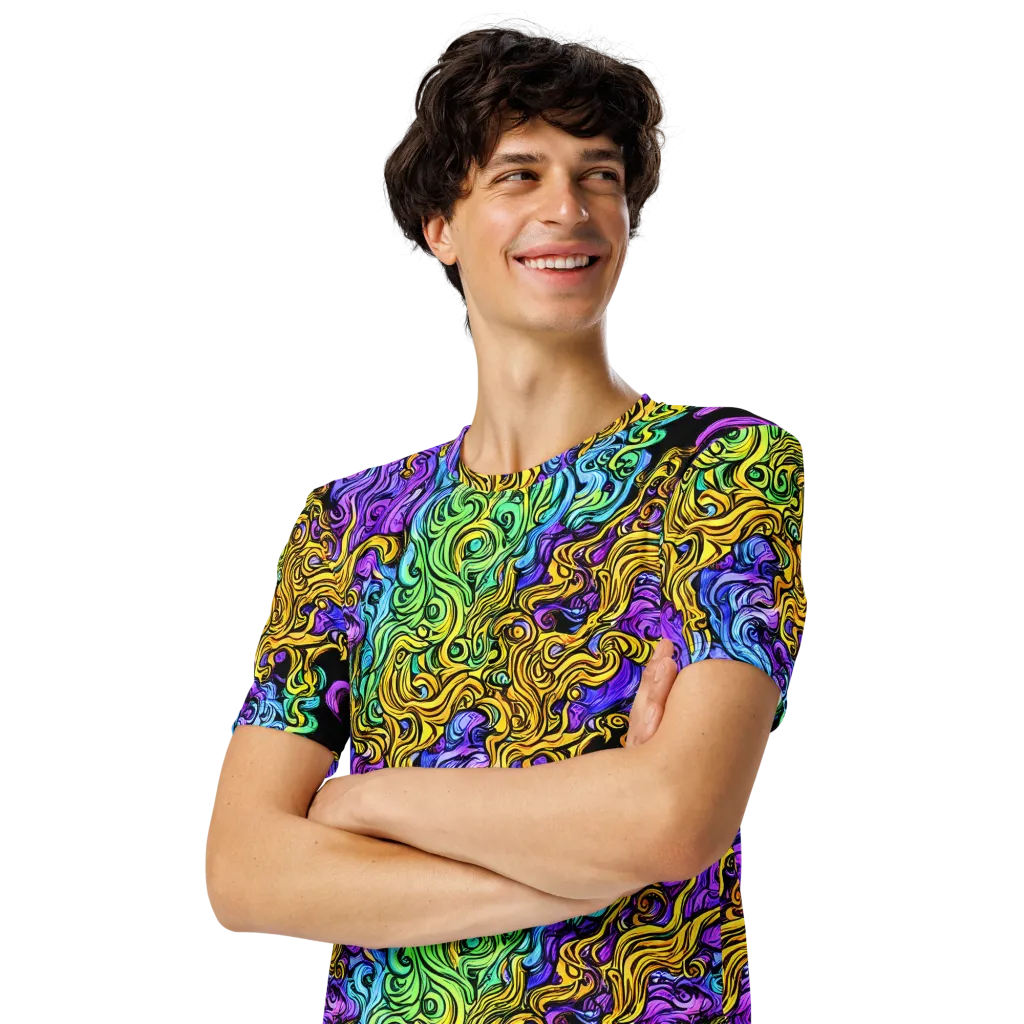 Electric Whorl on Men's Crew Neck T-Shirt — Left Front