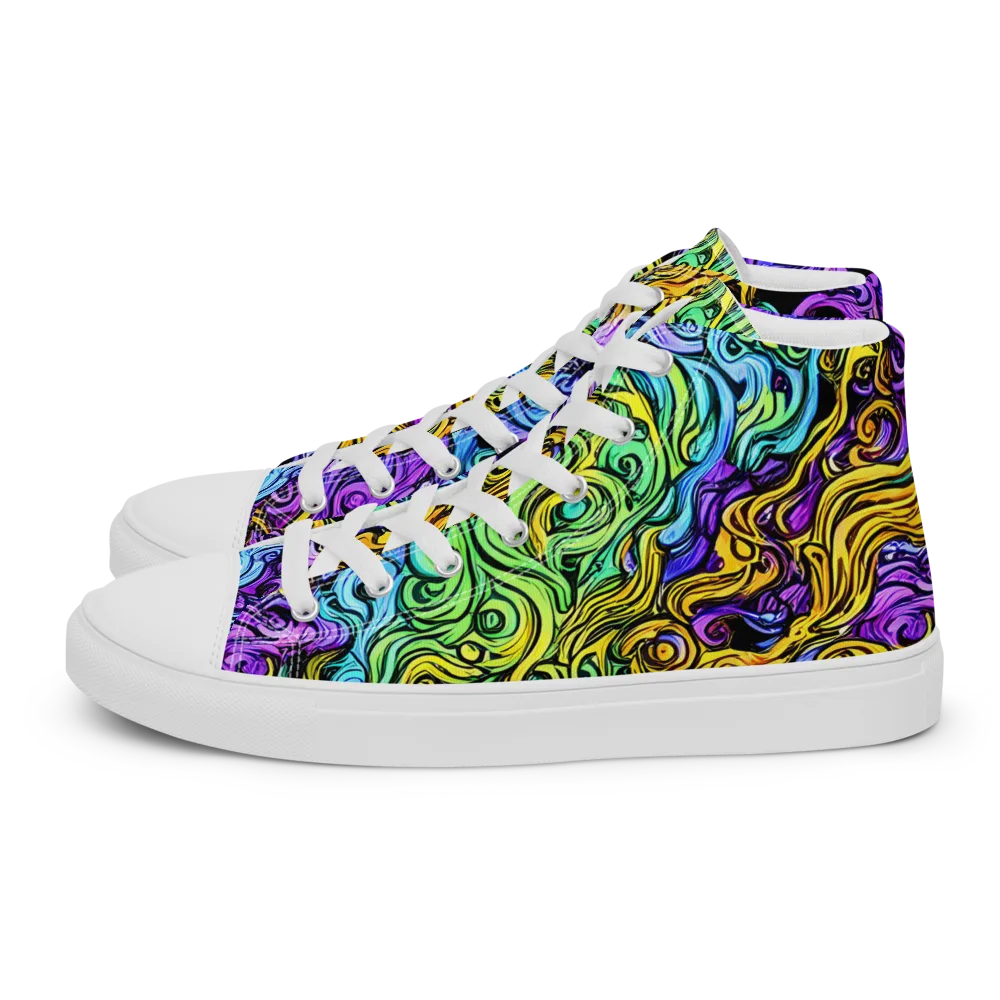 Electric Whorl on Men's High Top Canvas Shoes — Left
