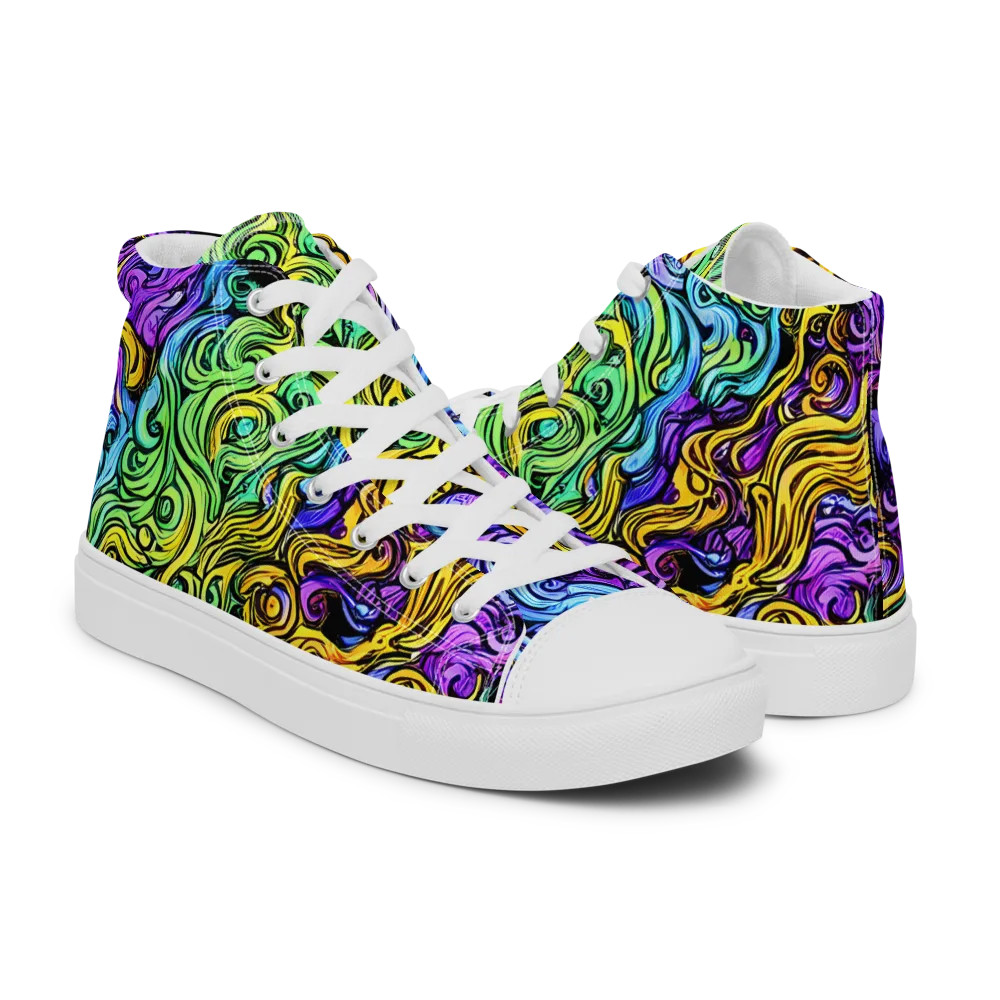 Electric Whorl on Men's High Top Canvas Shoes — Right