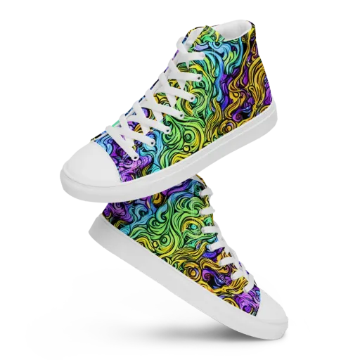 Electric Whorl on a Men's High Top Canvas Shoes