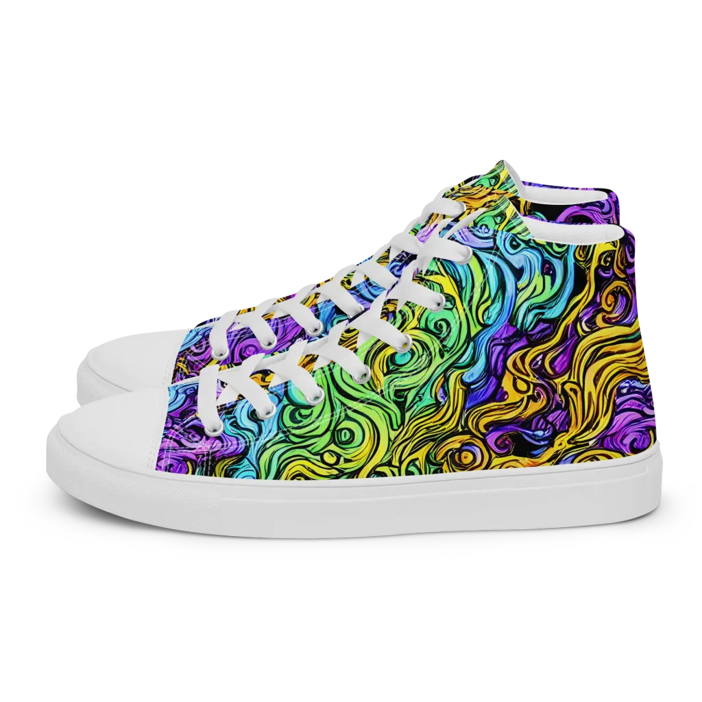 Electric Whorl on Women's High Top Canvas Shoes — Left