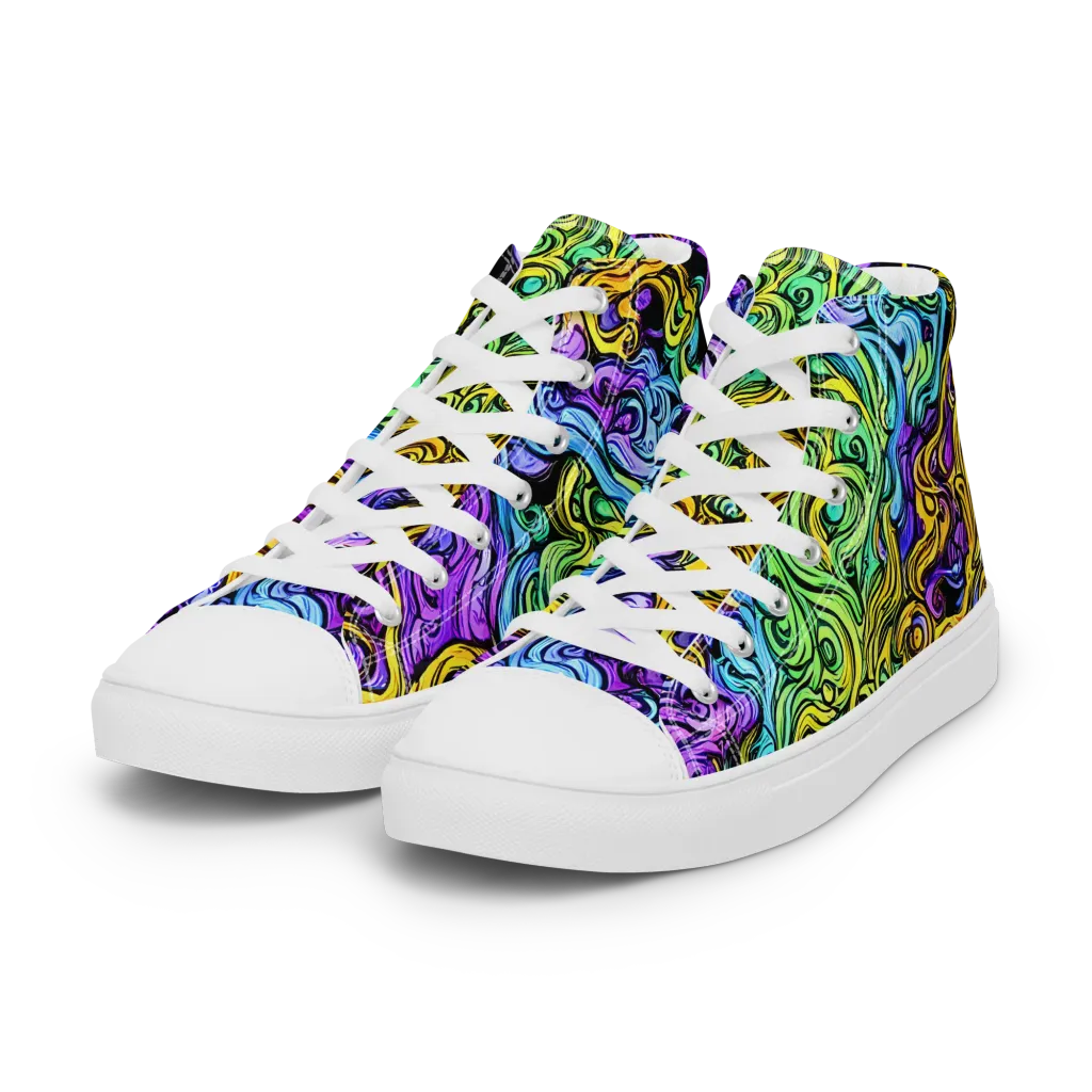 Electric Whorl on Women's High Top Canvas Shoes — Left Front