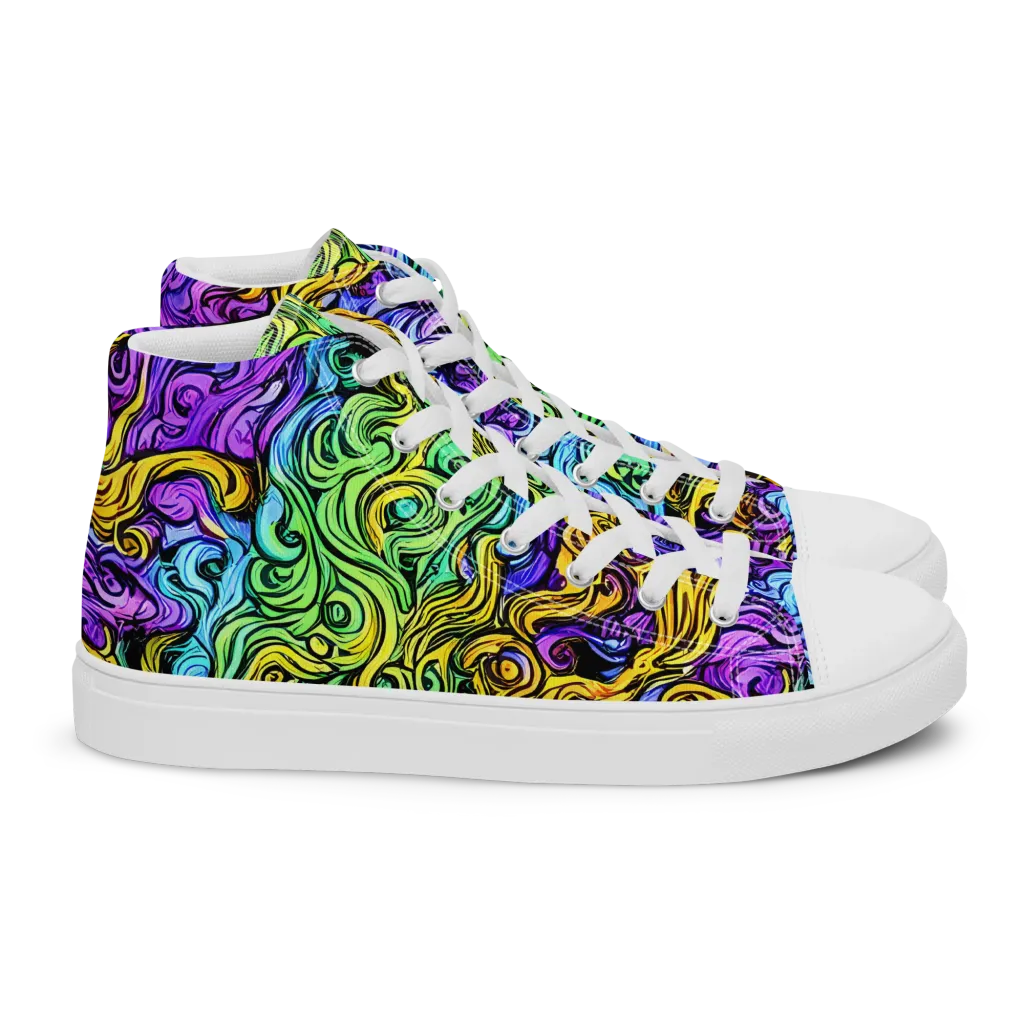Electric Whorl on Women's High Top Canvas Shoes — Right