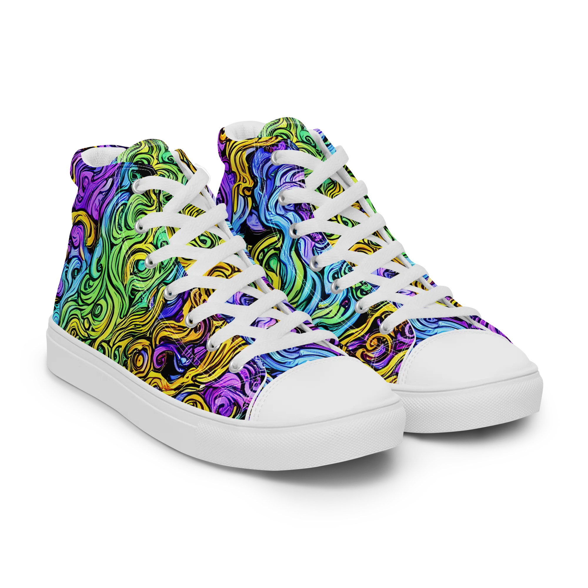 Electric Whorl on Women's High Top Canvas Shoes — Right Front