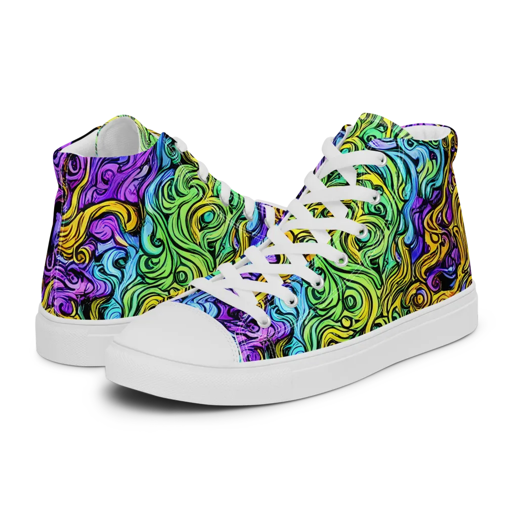 Electric Whorl on Women's High Top Canvas Shoes — Left