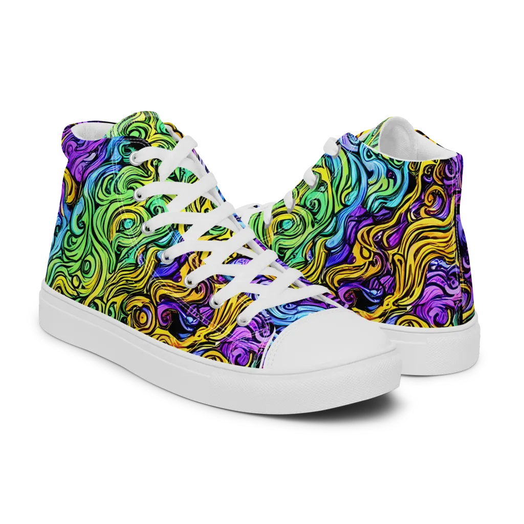 Electric Whorl on Women's High Top Canvas Shoes — Right