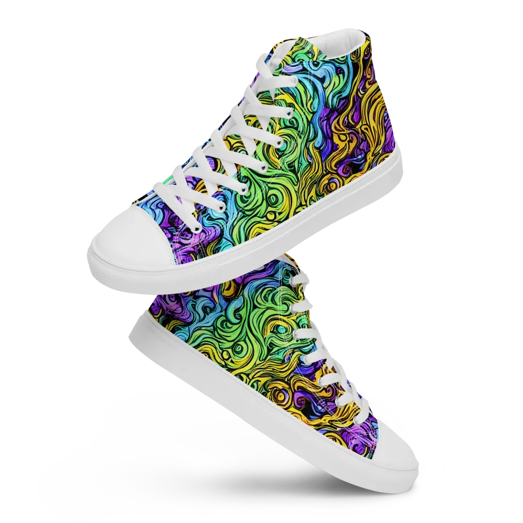 Electric Whorl on Women's High Top Canvas Shoes — Front
