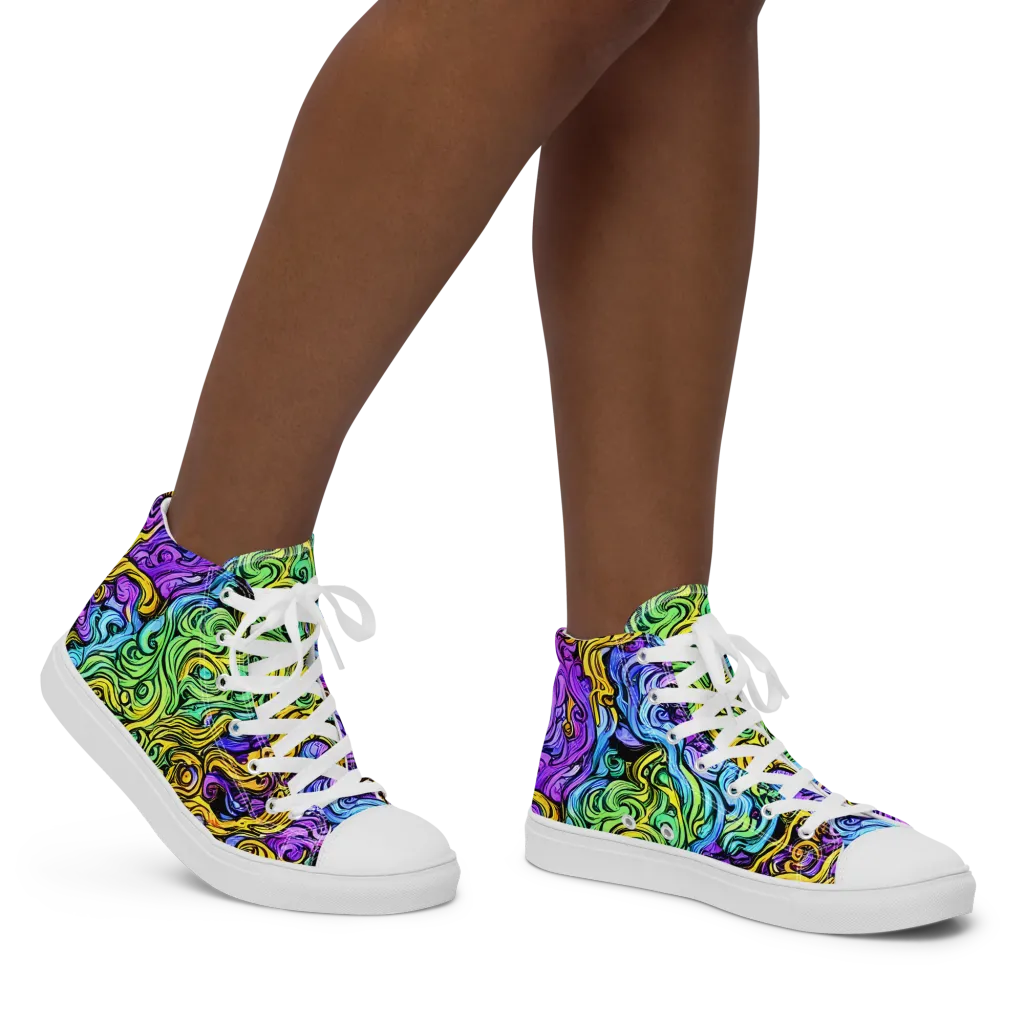 Electric Whorl on Women's High Top Canvas Shoes — Right