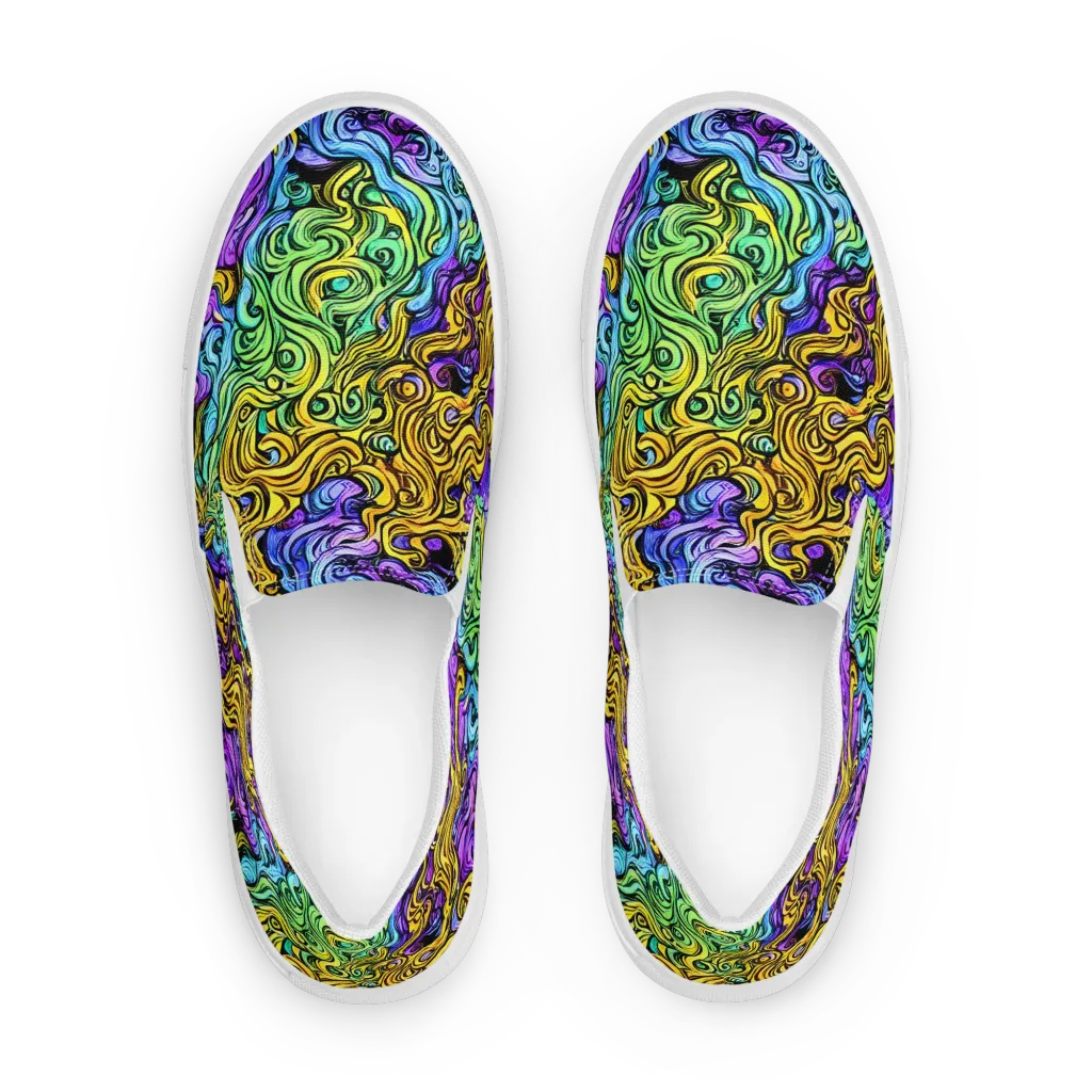 Electric Whorl on Men's Slip-On Canvas Shoes — Front