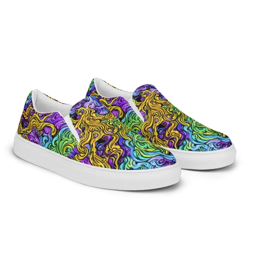 Electric Whorl on a Men's Slip-On Canvas Shoes