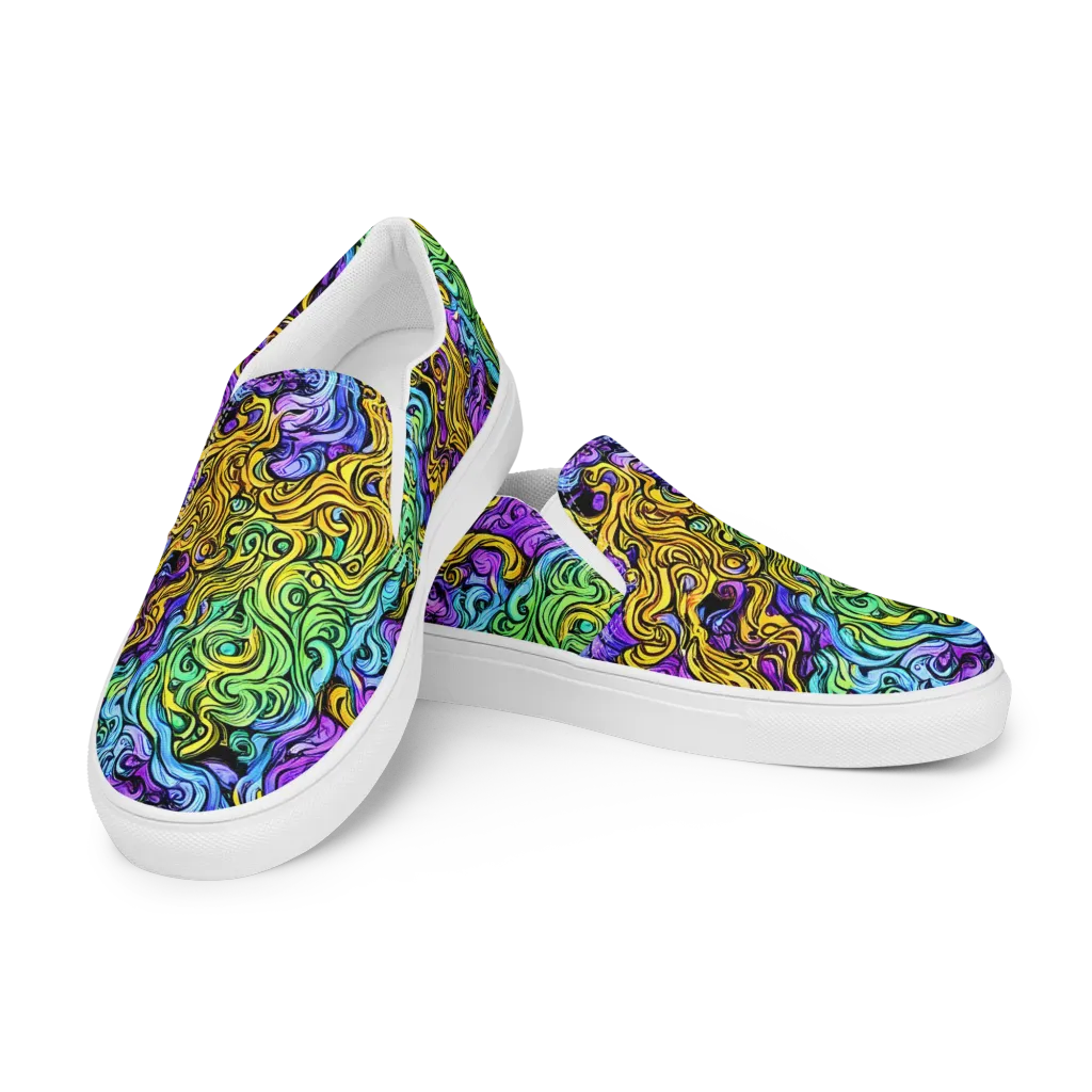 Electric Whorl on Men's Slip-On Canvas Shoes — Left Front