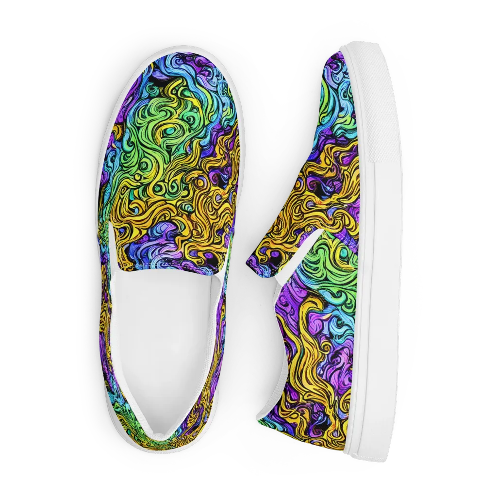 Electric Whorl on Men's Slip-On Canvas Shoes — Front