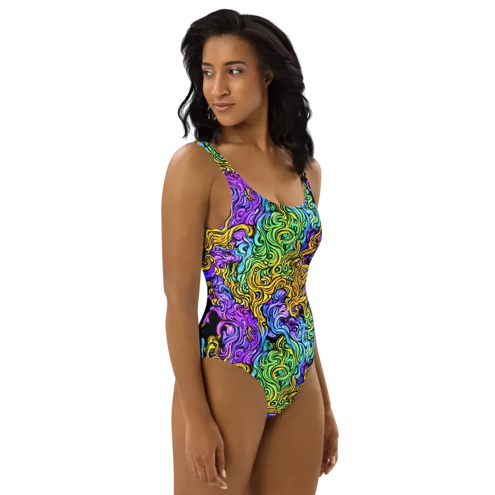 Electric Whorl on One-Piece Swimsuit — Right