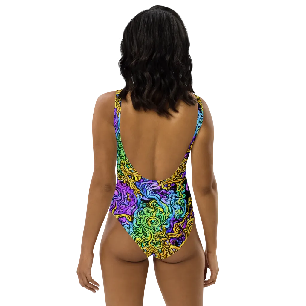 Electric Whorl on One-Piece Swimsuit — Back