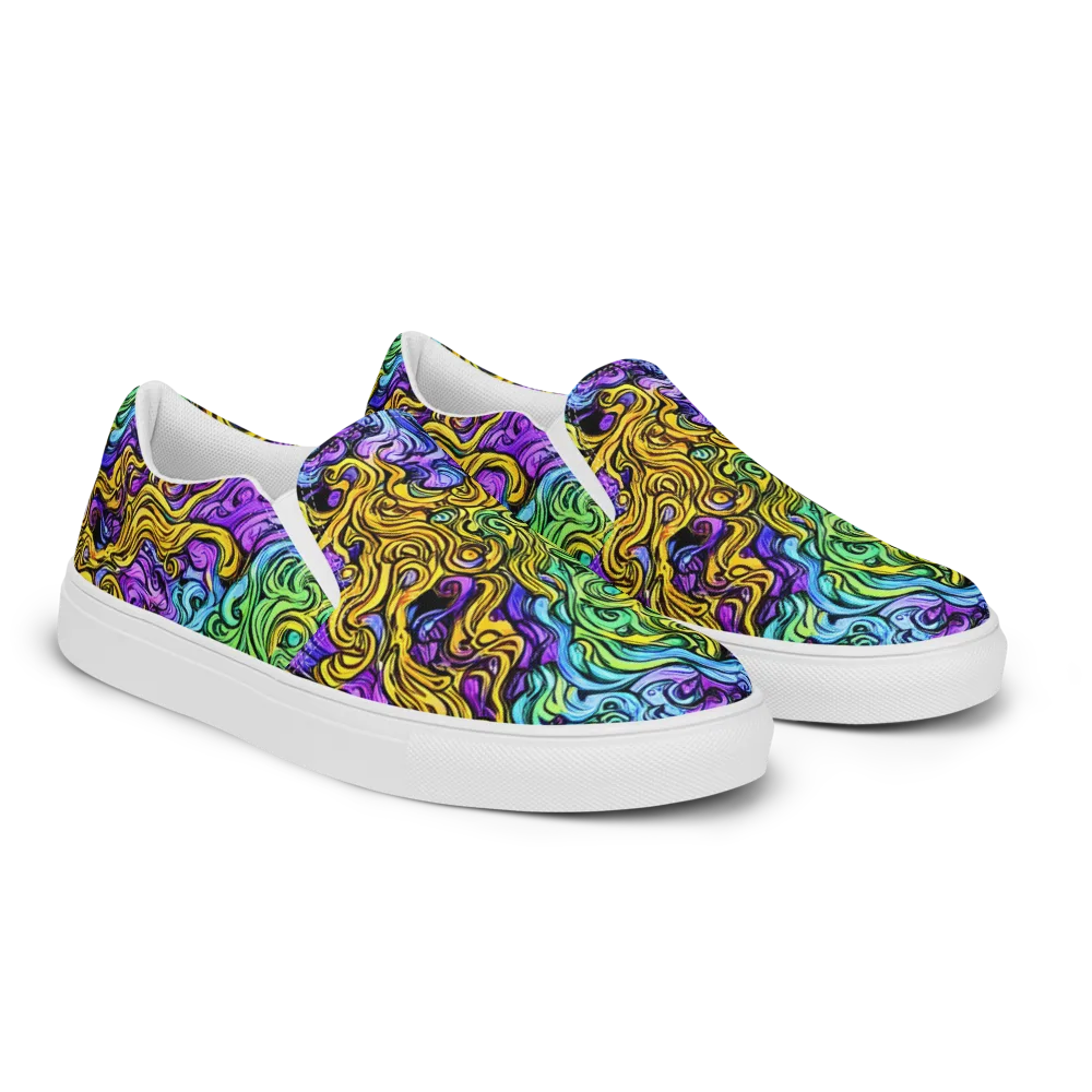 Electric Whorl on Women's Slip-On Canvas Shoes — Right Front