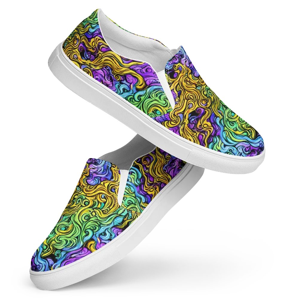 Electric Whorl on Women's Slip-On Canvas Shoes — Front