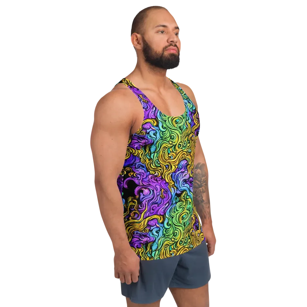 Electric Whorl on Men's Tank Top — Right Front