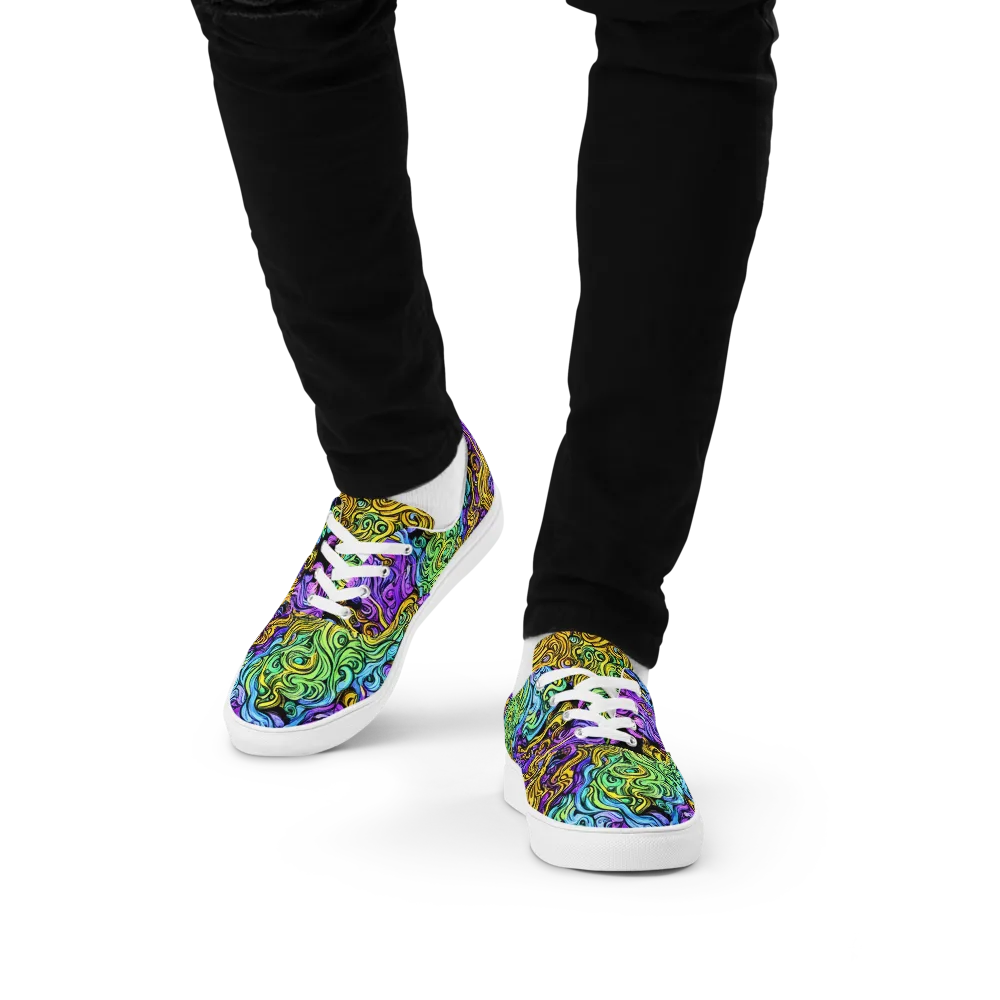 Electric Whorl on Men's Lace-Up Canvas Shoes — Front