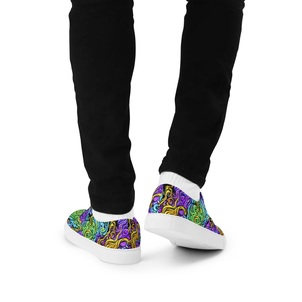 Electric Whorl on Men's Lace-Up Canvas Shoes — Back