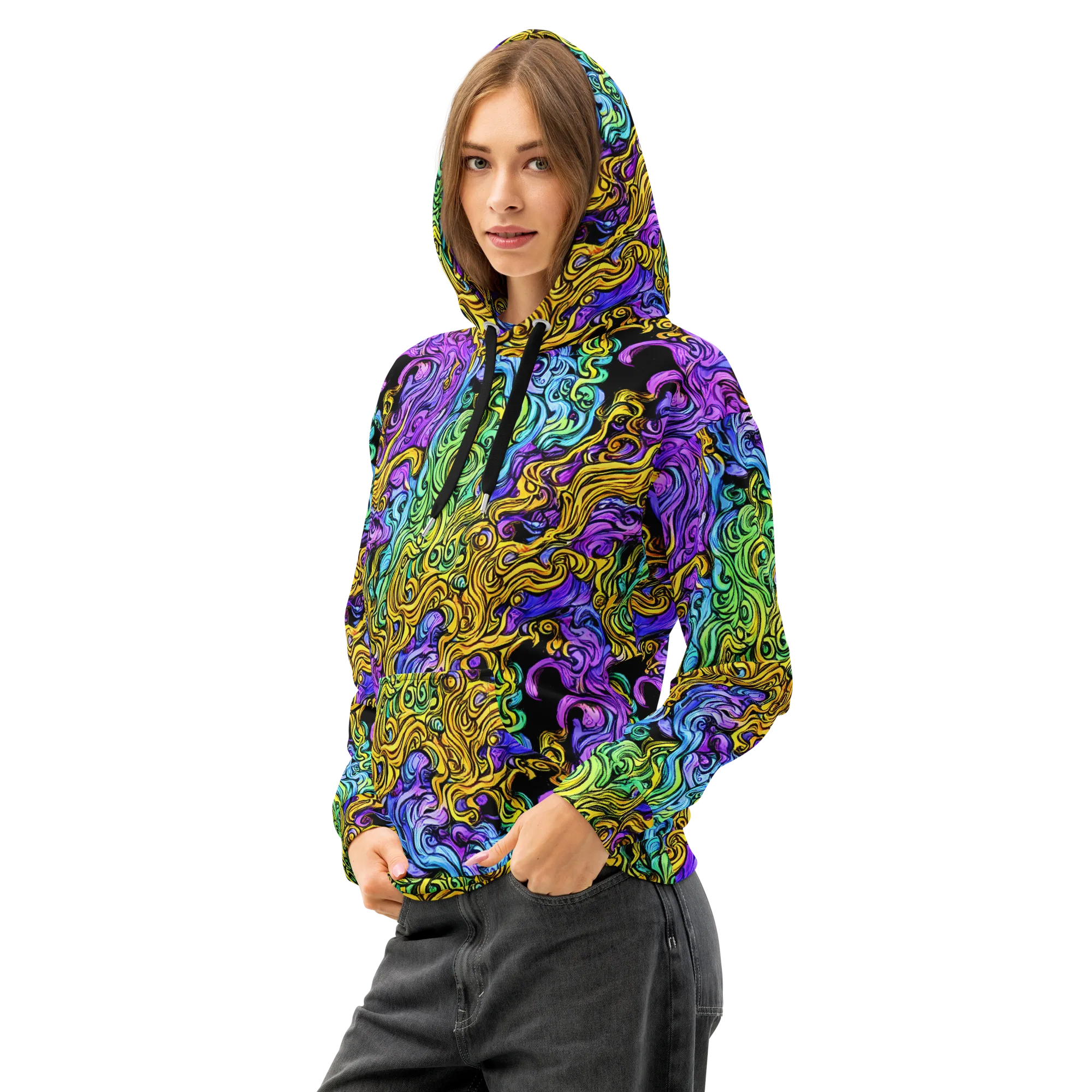 Electric Whorl on Cotton Hoodie — Left Front