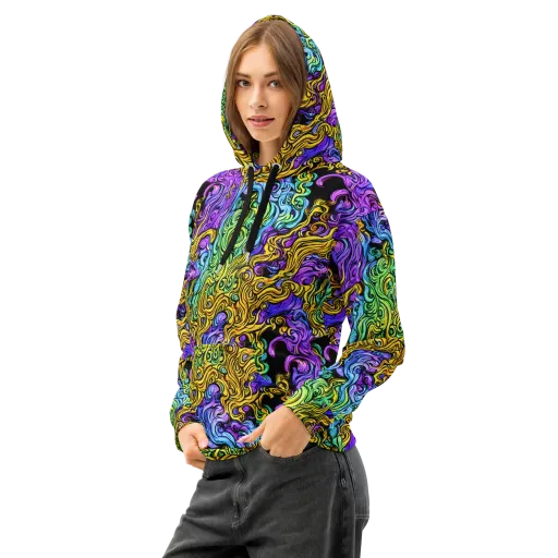 Electric Whorl on a Cotton Hoodie