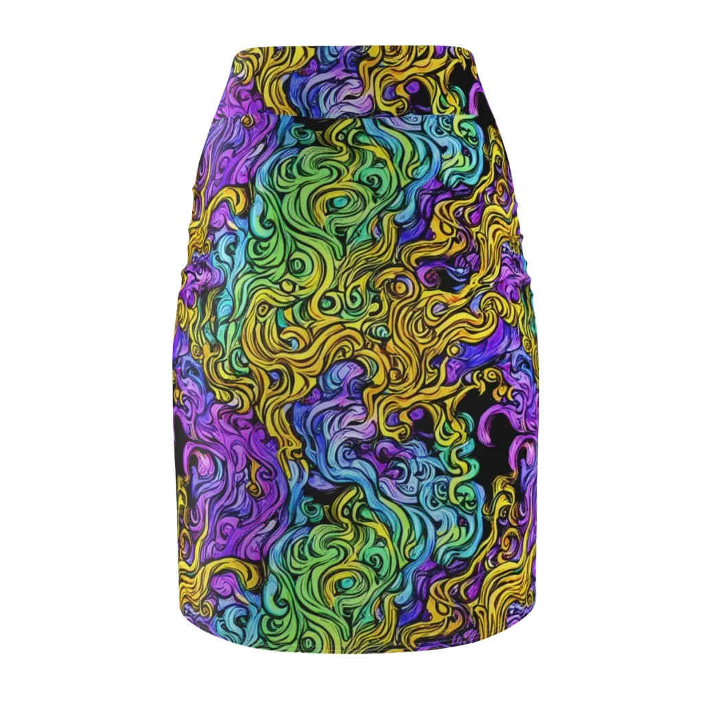 Electric Whorl on Pencil Skirt — Back