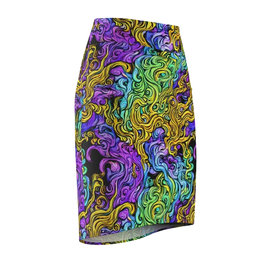 Electric Whorl on Pencil Skirt — Front Side