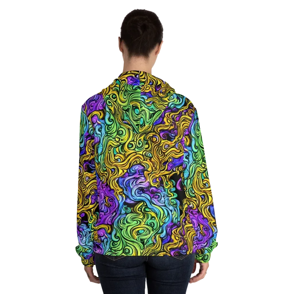 Electric Whorl on Women's Full-Zip Hoodie — Back On Person