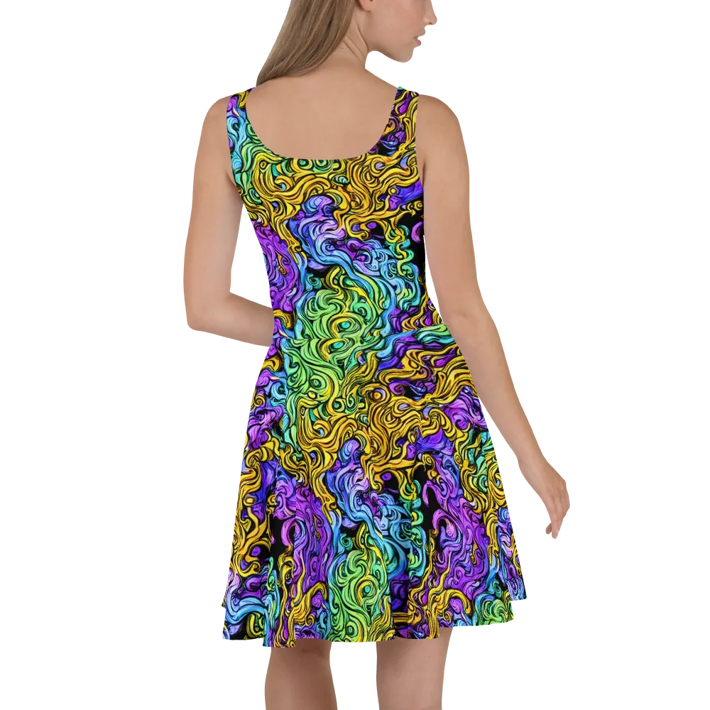 Electric Whorl on Skater Dress — Back