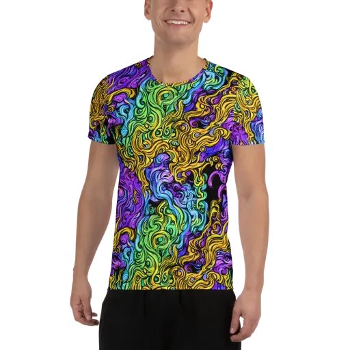 Electric Whorl on a Men's Athletic T-Shirt