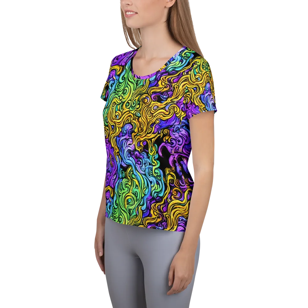 Electric Whorl on Women's Athletic T-Shirt — Left