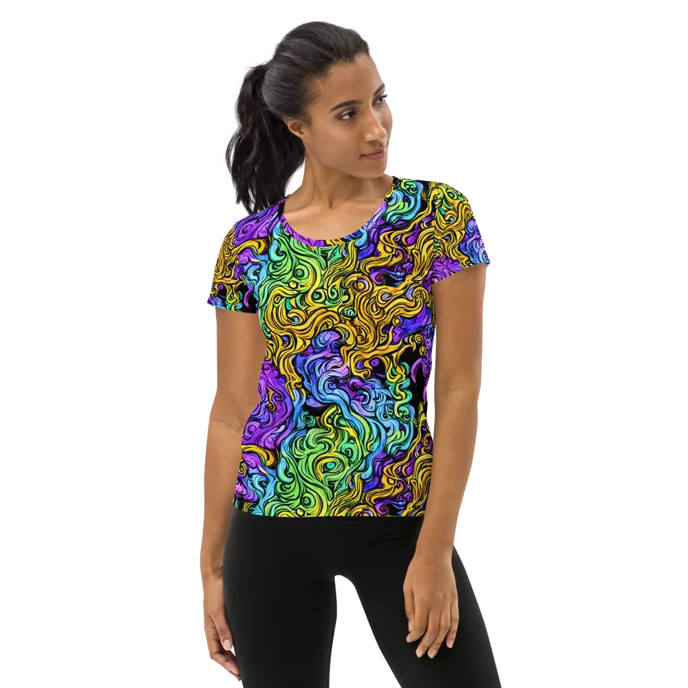 Electric Whorl on Women's Athletic T-Shirt — Front