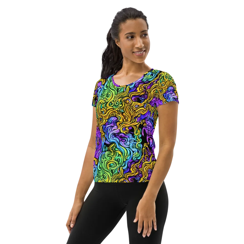 Electric Whorl on Women's Athletic T-Shirt — Left