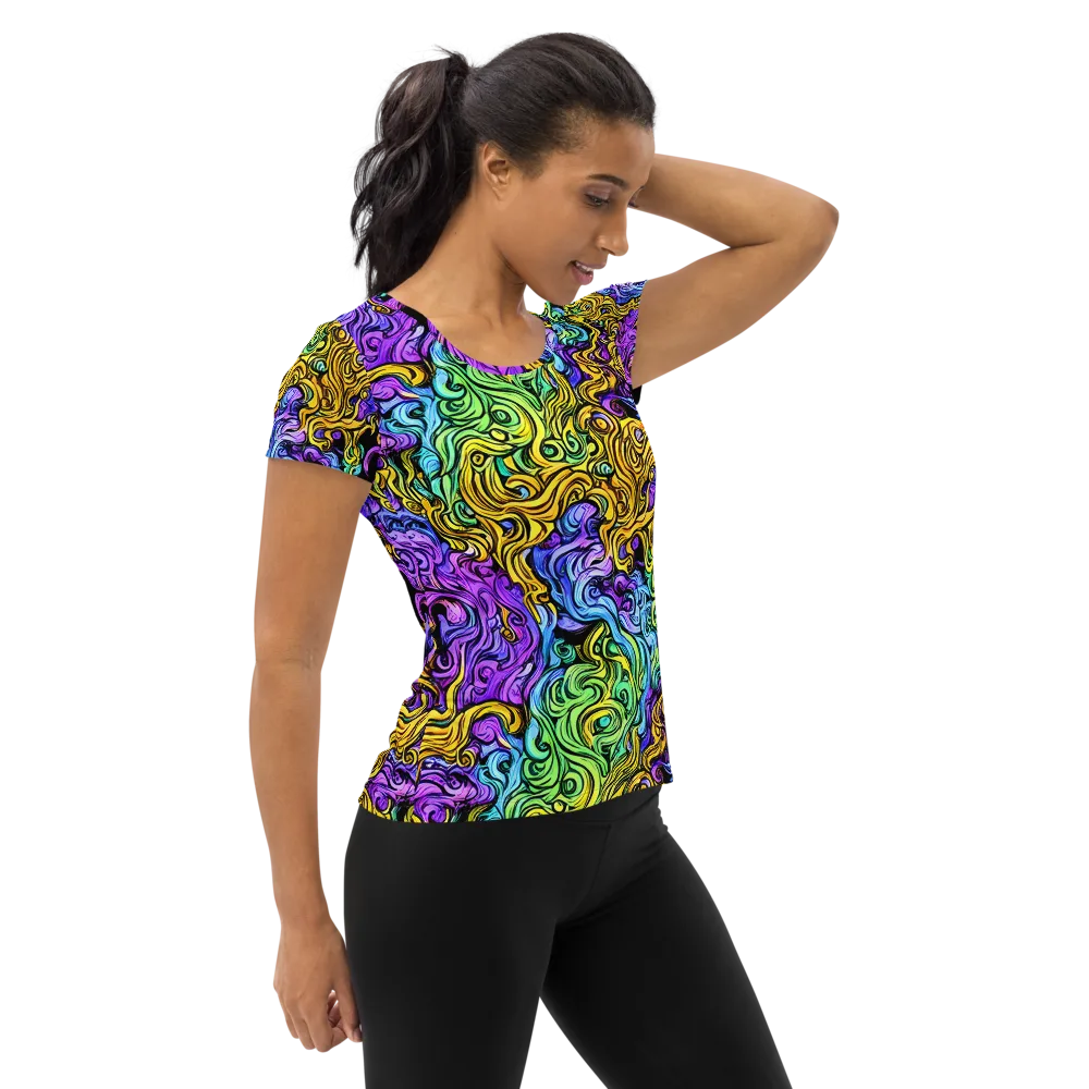 Electric Whorl on Women's Athletic T-Shirt — Right
