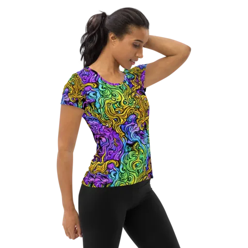 Electric Whorl on a Women's Athletic T-Shirt