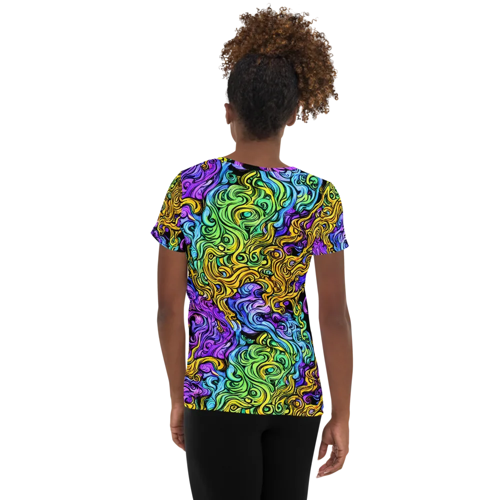 Electric Whorl on Women's Athletic T-Shirt — Back