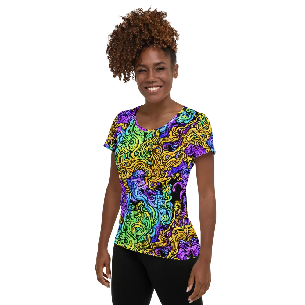 Electric Whorl on Women's Athletic T-Shirt — Left