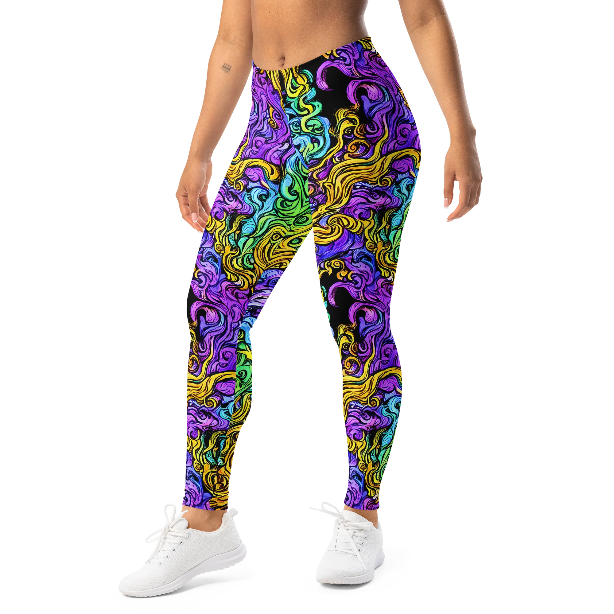 Electric Whorl on Leggings — Left Front