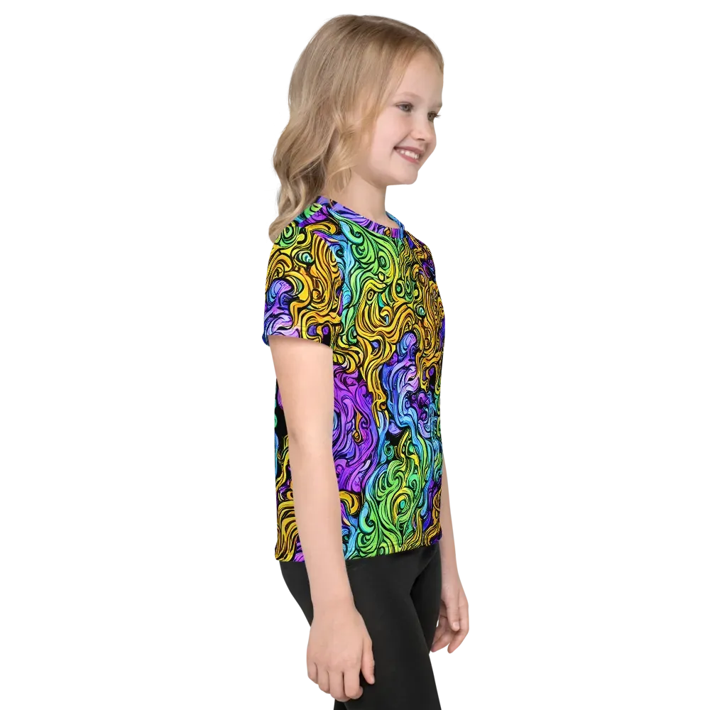 Electric Whorl on Kids Crew Neck T-Shirt — Right