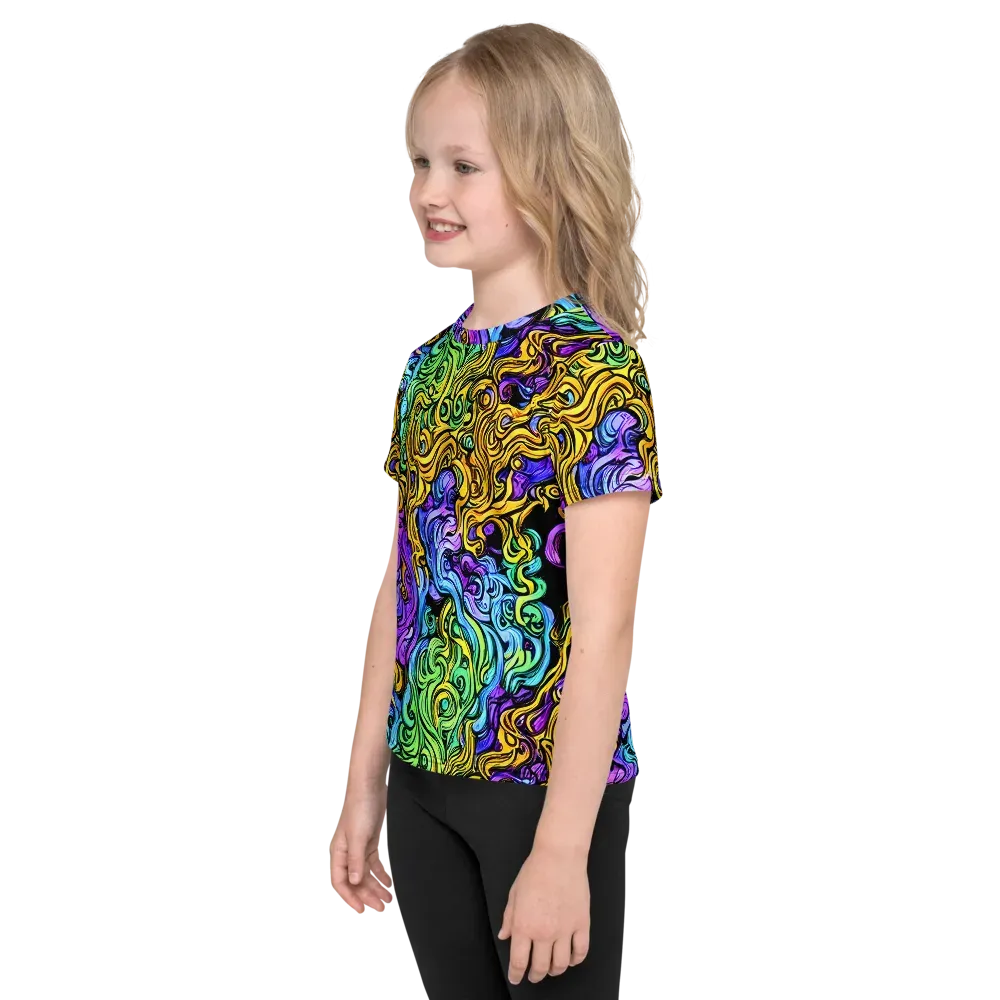 Electric Whorl on Kids Crew Neck T-Shirt — Left