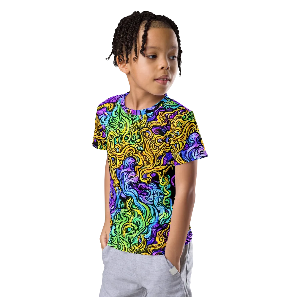 Electric Whorl on Kids Crew Neck T-Shirt — Left Front