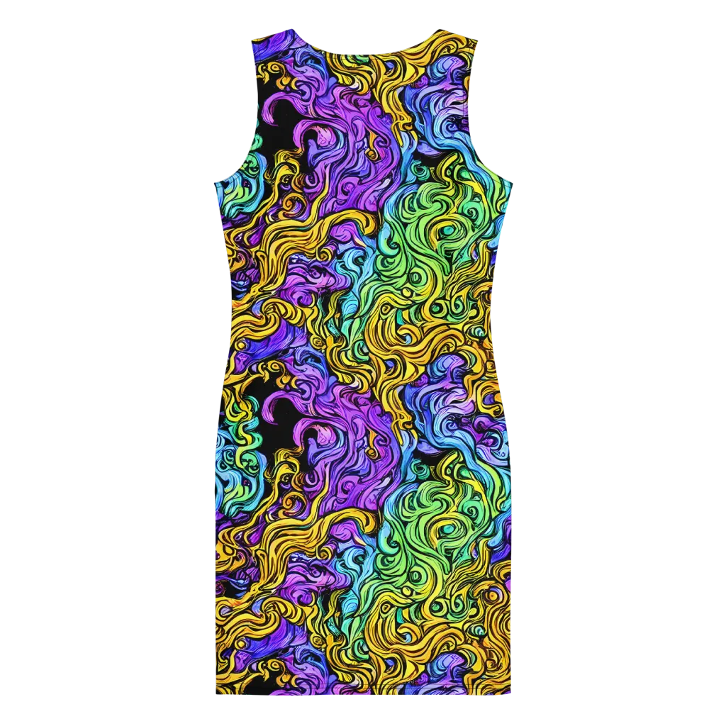 Electric Whorl on Bodycon Dress — Back