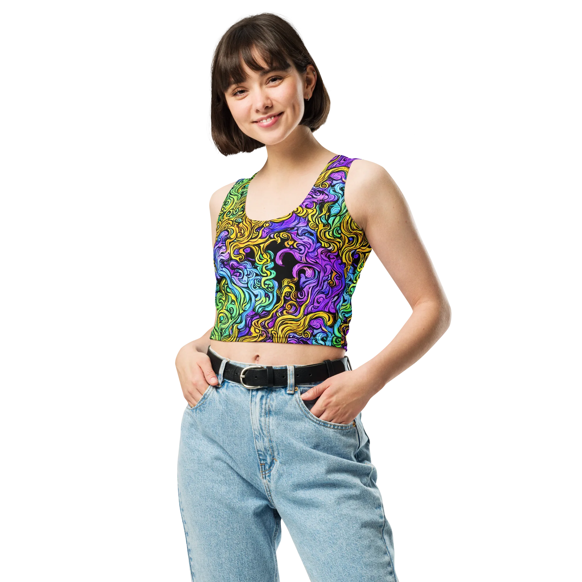 Electric Whorl on Crop Top — Front