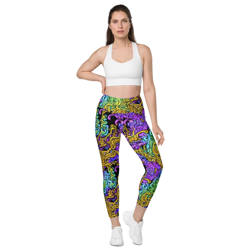 Electric Whorl on Leggings with Pockets — Front
