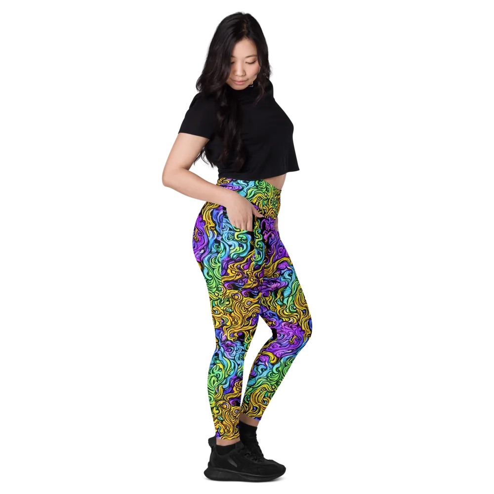 Electric Whorl on Leggings with Pockets — Right